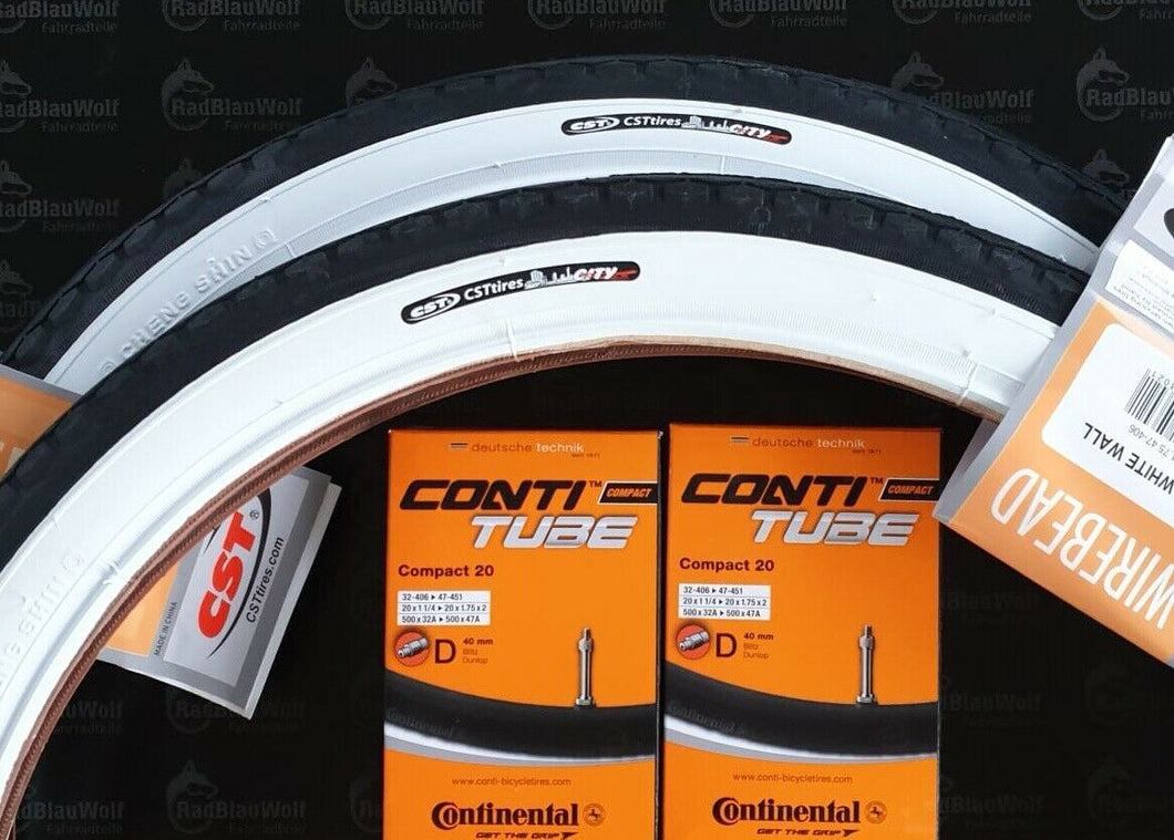 CST Weißwand Reifen 20 Zoll schwarz - weiß 47-406 mit Dunlopventilien