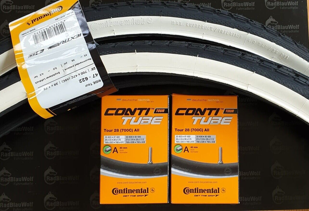 Continental Ride Tour Reifen 47-622 28 x 1.75 schwarz-weiß Fahrradschläuche