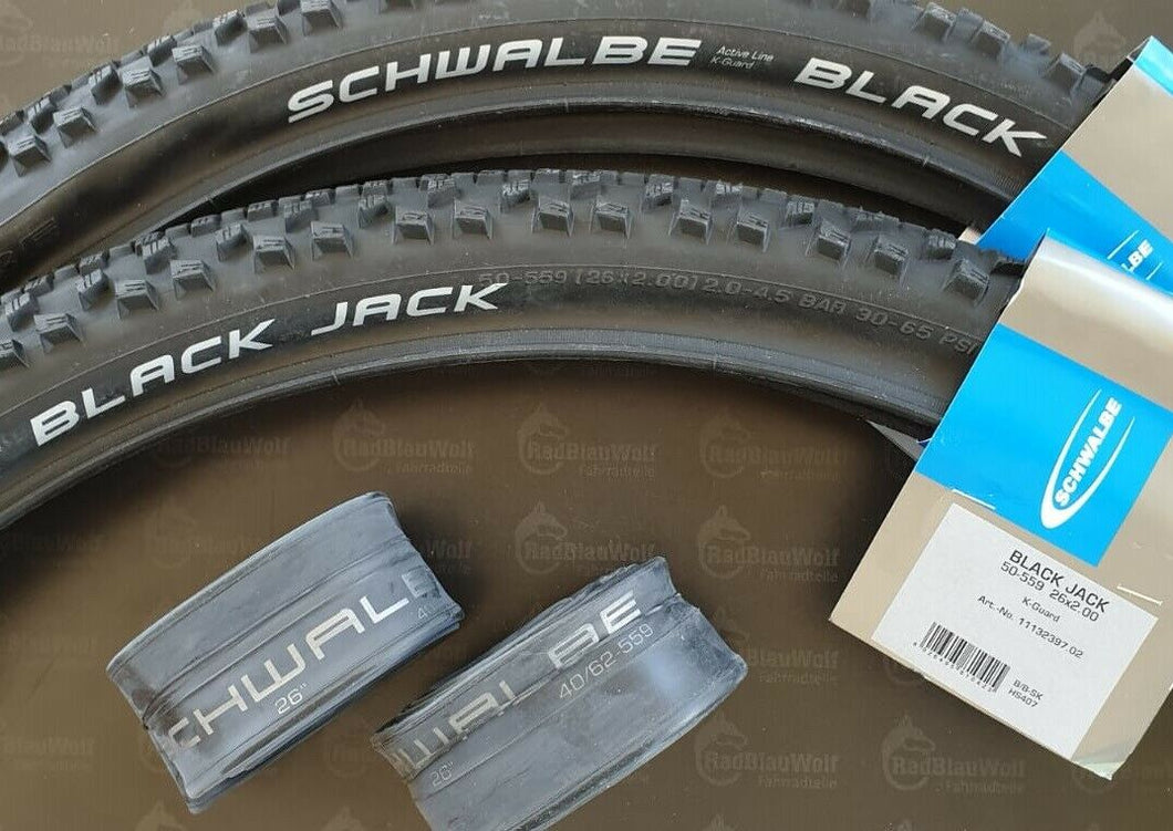 Schwalbe Black Jack Active MTB Drahtreifen 26 x 2.00 Zoll schwarz Fahrradschläuche